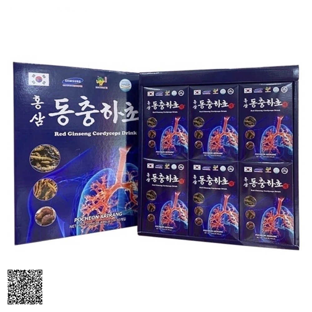 Nước Hồng Sâm Đông Trùng Hạ Thảo Bổ Phổi Pocheon Red Ginseng Cordyceps Drink Từ Hàn Quốc 30 Gói