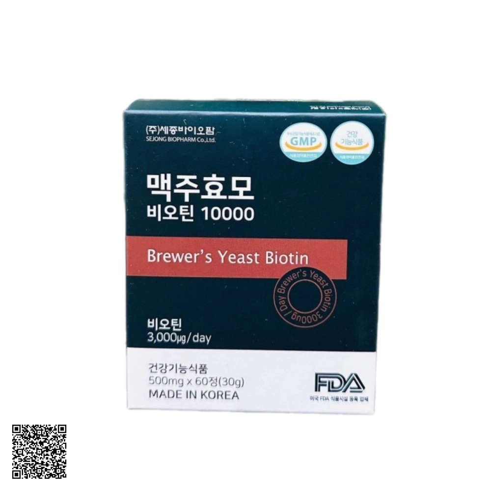 Viên Uống Mọc Tóc Biotin Men Bia Khô Sejong Biopharm Từ Hàn Quốc 60 Viên