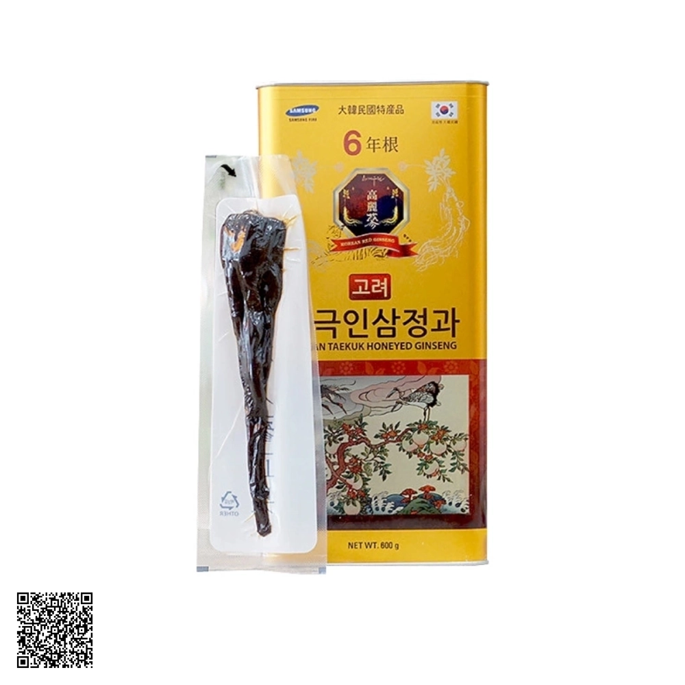 Thiên Sâm Nguyên Củ Tẩm Mật Ong Korean Taekuk Honeyed Ginseng Từ Hàn Quốc 600g