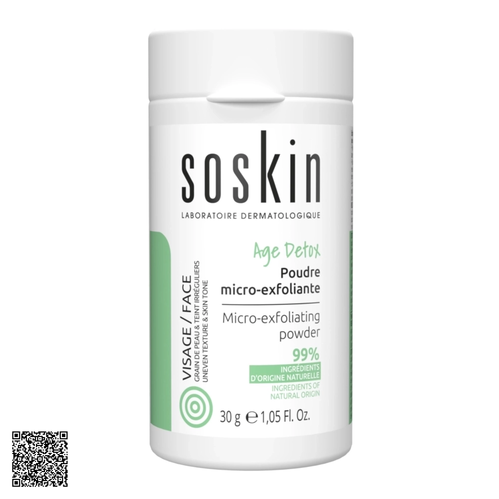 Bột Tẩy Tế Bào Chết Da Mặt Soskin Age Detox Visage/Face Micro Exfoliating Powder Từ Pháp 30g
