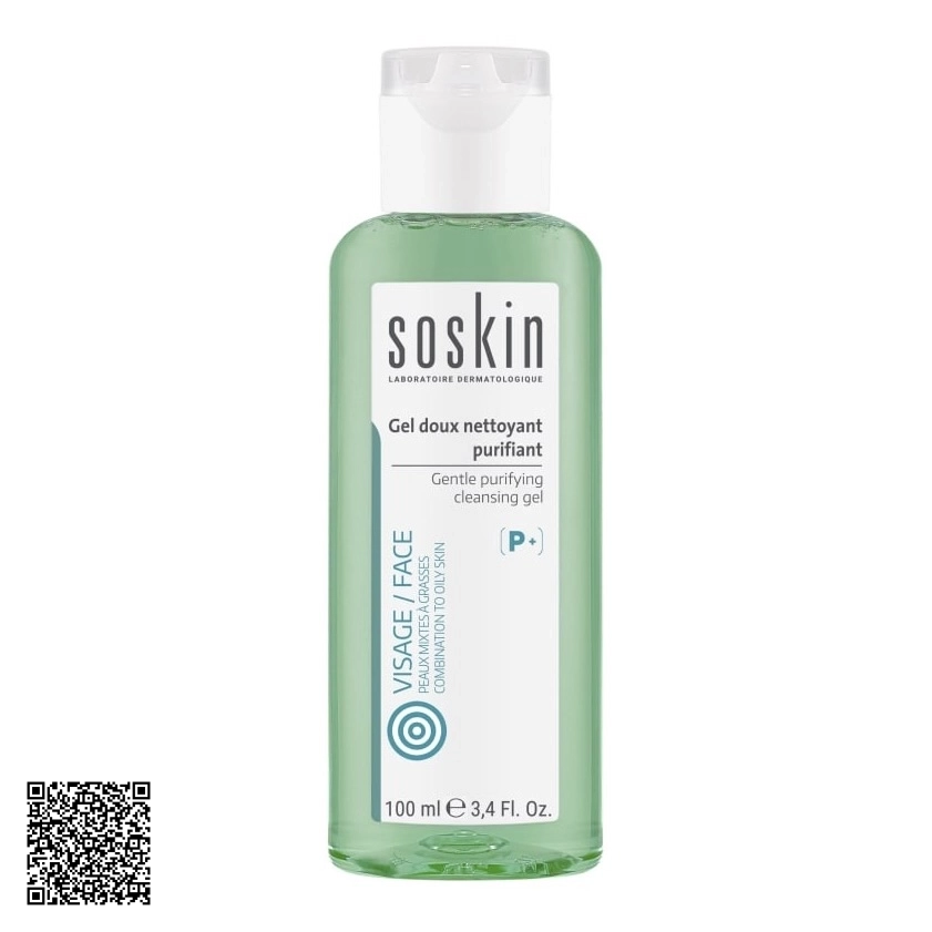 Gel Rửa Mặt Làm Sạch Sâu Soskin Visage/Face Gentle Purifying Cleansing Gel Từ Pháp 100ml