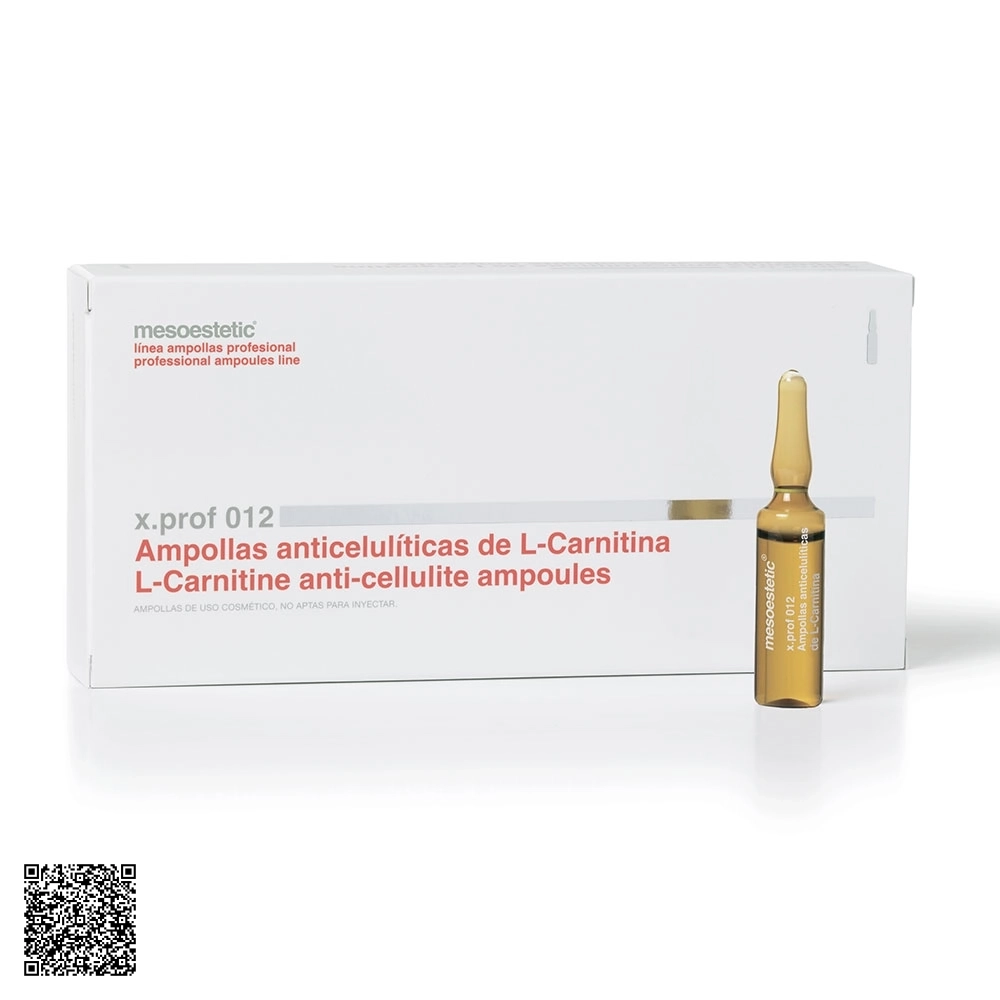 Dung Dịch Giảm Mỡ, Giảm Lượng Đường Cơ Thể Mesoestetic X.Prof 012 L-Carnitine Anti-Cellulite Ampoules Từ Tây Ban Nha (20 Ống x 5ml)