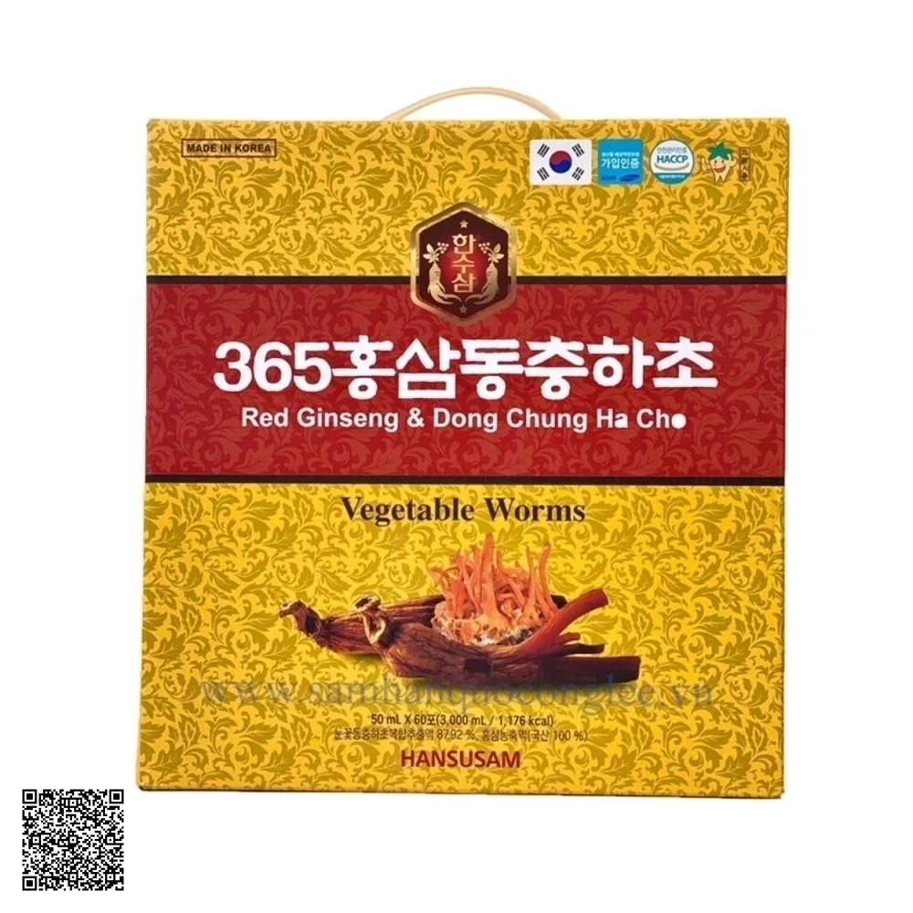 Nước Hồng Sâm Đông Trùng Hạ Thảo Hansusam Vegetable Worms Red Ginseng Dong Chung Ha Cho (60 gói x 50ml)