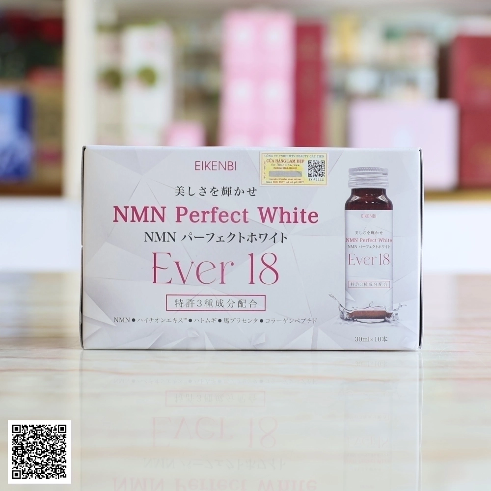 Nước Uống Kích Trắng Eikenbi NMN Perfect White Ever 18 Từ Nhật Bản Hộp 10 Lọ