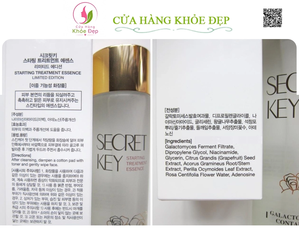 Nước Hoa Hồng Dưỡng Da Secret Key Starting Treament Essence