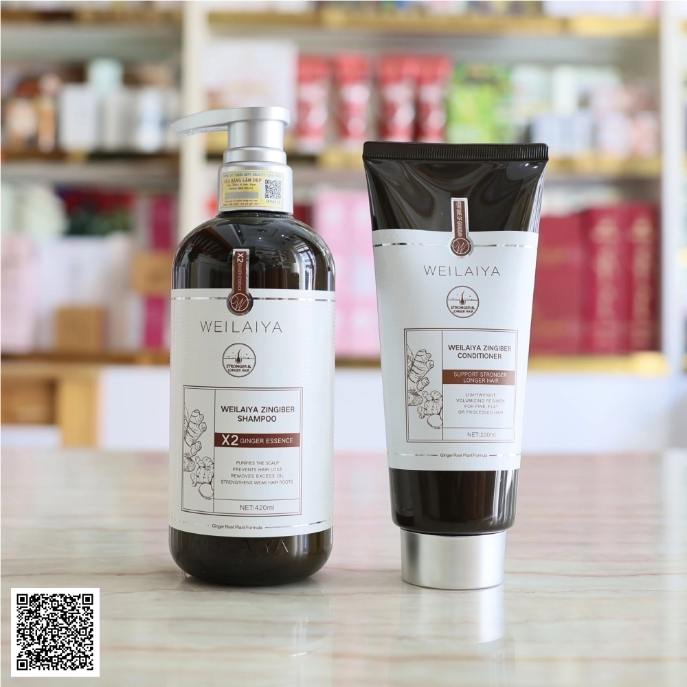 Bộ Dầu Gội Gừng Weilaiya Zingiber Luxury Hỗ Trợ Mọc Tóc Và Hỗ Trợ Ngừa Lão Hóa Da Đầu 420ml x 200ml Từ Trung Quốc