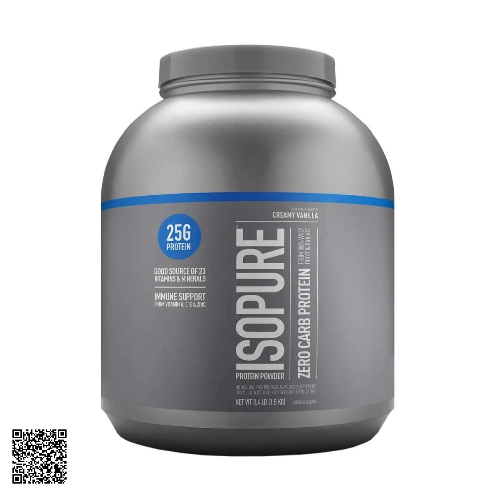 Bột Protein Không Carb Hương Vani Isopure Zero Carb Protein Từ Mỹ 1.5kg