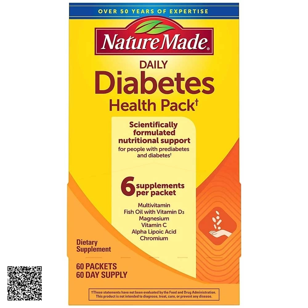 Viên Uống Nature Made Daily Diabetes Health Pack Cho Người Tiểu Đường Từ Mỹ (Hộp 60 Gói x 6 Viên)