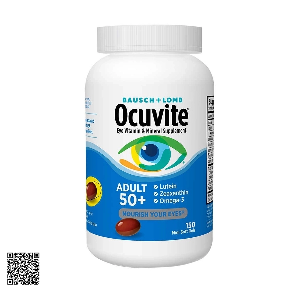 Viên Uống Bổ Mắt Cho Người Trên 50 Bausch + Lomb Ocuvite Adult 50+ Từ Mỹ