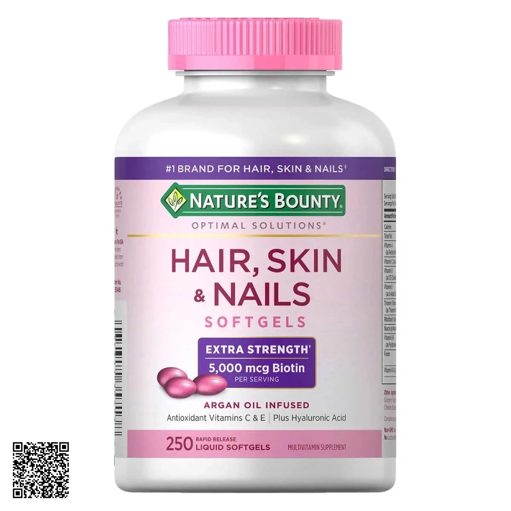 Viên Uống Đẹp Da, Dưỡng Tóc Nature’s Bounty Hair, Skin & Nails Từ Mỹ 250 Viên