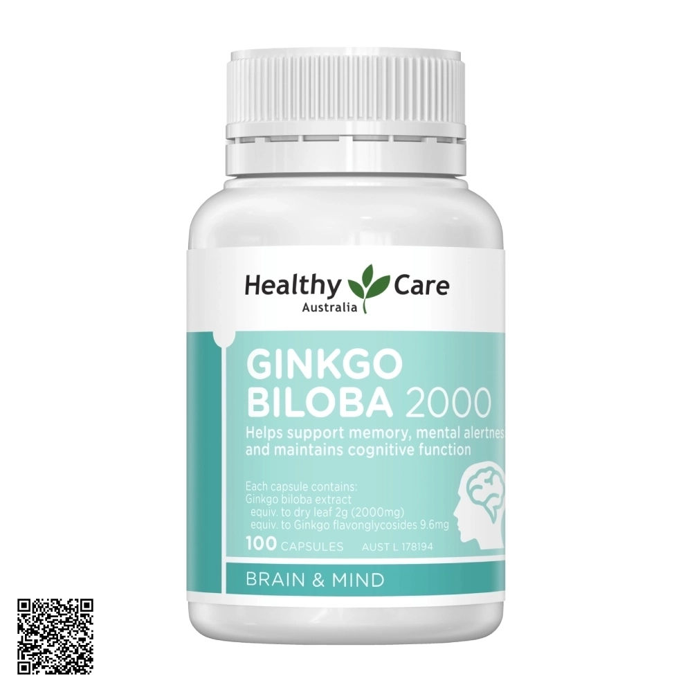 Viên Uống Bổ Não Healthy Care Ginkgo Biloba 2000mg Từ Úc 100 Viên