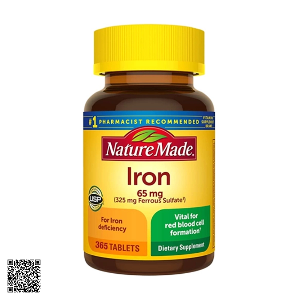 Viên Uống Bổ Sung Sắt Nature Made Iron 65mg Từ Mỹ 365 Viên