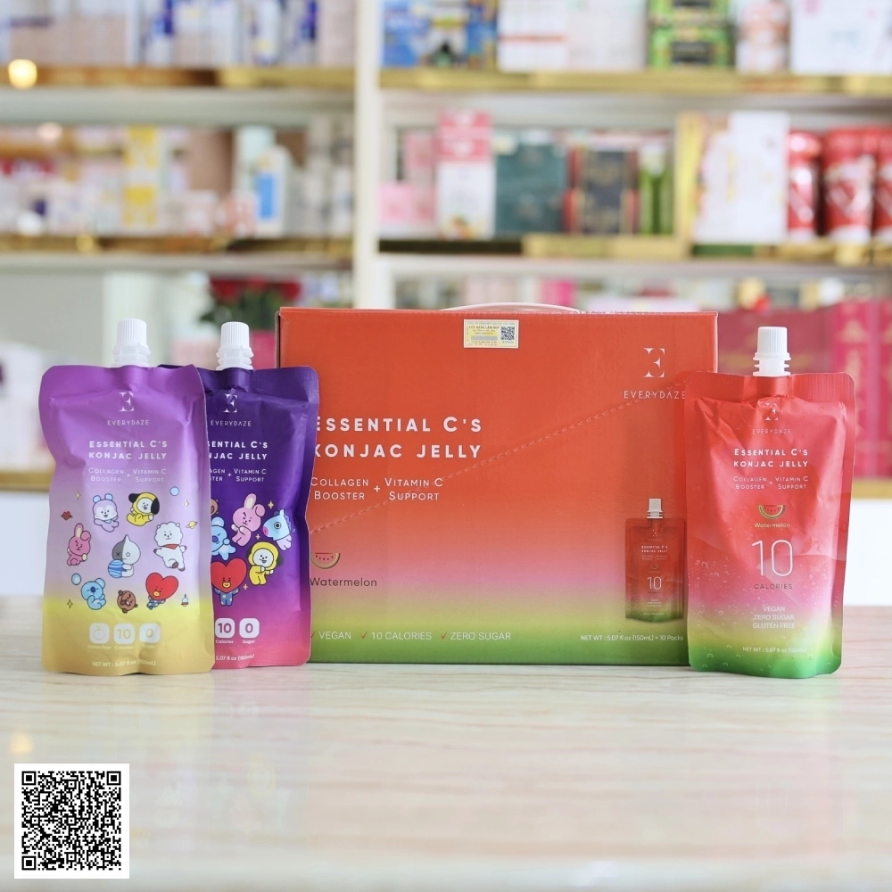 Thạch Konjac Bổ Sung Vitamin Và Collagen Everydaze Essential C’S Konjac Jelly Từ Mỹ 10 Gói