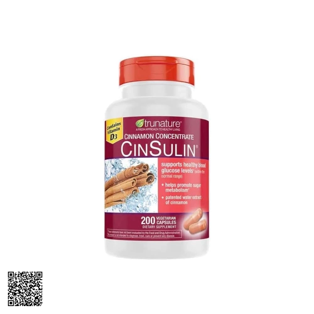 Viên Uống Cân Bằng Đường Huyết Trunature Cinsulin Từ Mỹ 200 Viên