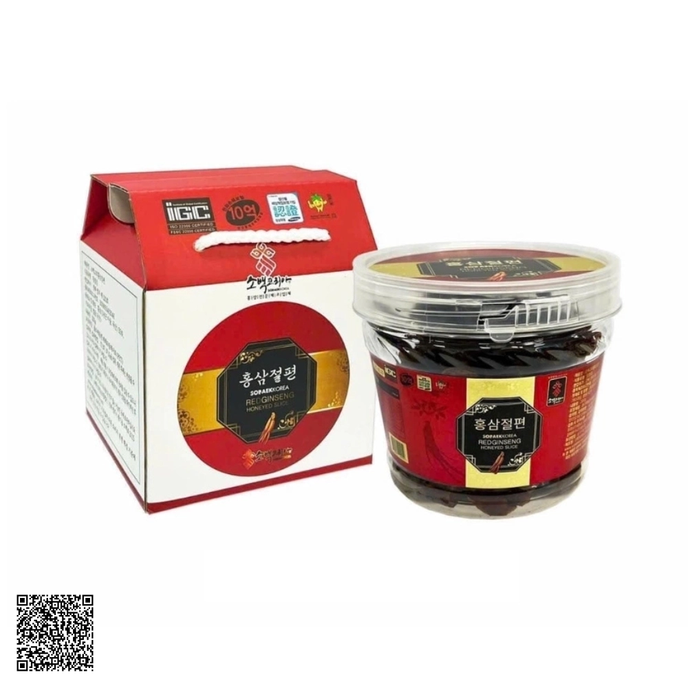 Hồng Sâm Lát Tẩm Mật Ong Sobaek Korea Redginseng Honeyed Slice Hũ Nhựa Từ Hàn Quốc 200g
