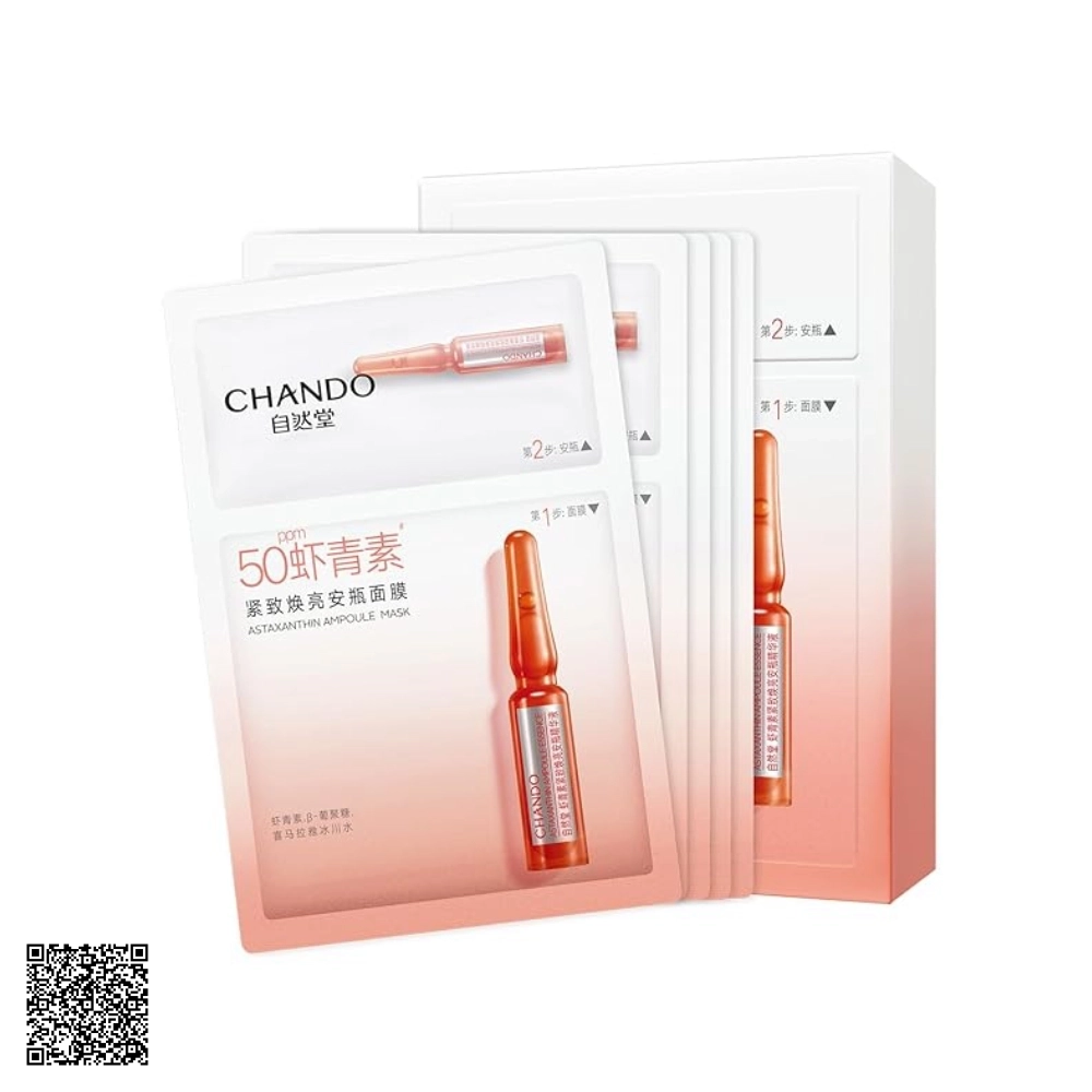 Mặt Nạ 2 Bước Giảm Nhăn Và Đều Màu Da Chando Astaxanthin Firming Ampoule Mask (1,5ml + 33ml) x 5 Miếng