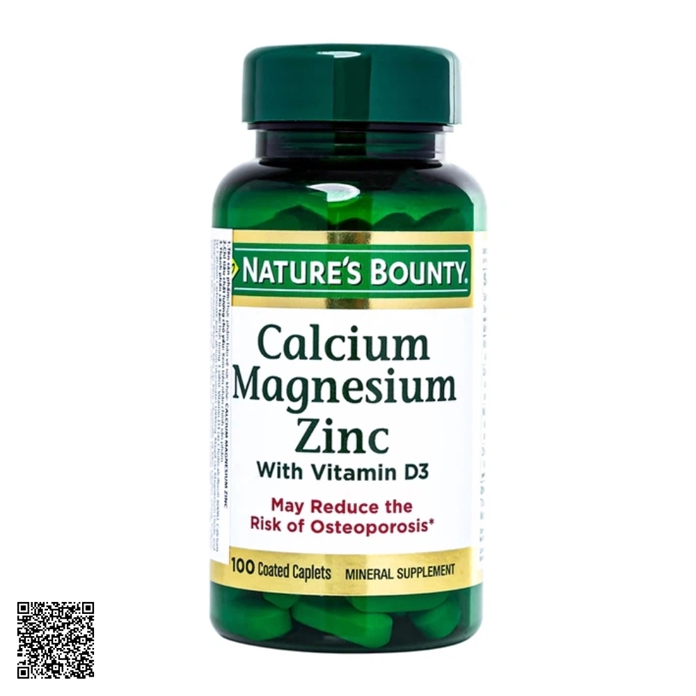 Viên Uống Calcium Magnesium Zinc Natures Bounty Duy Trì Sức Khoẻ Xương Từ Mỹ 100 Viên