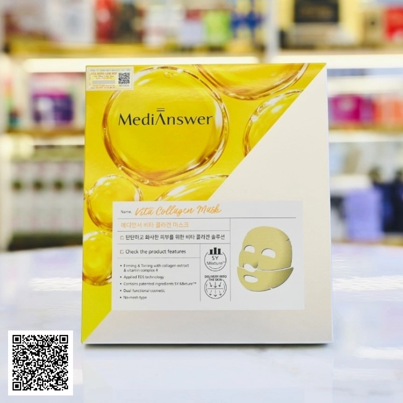 Mặt Nạ Collagen MediAnswer Vita Collagen Mask Từ Hàn Quốc Hộp 37G x 5 Miếng