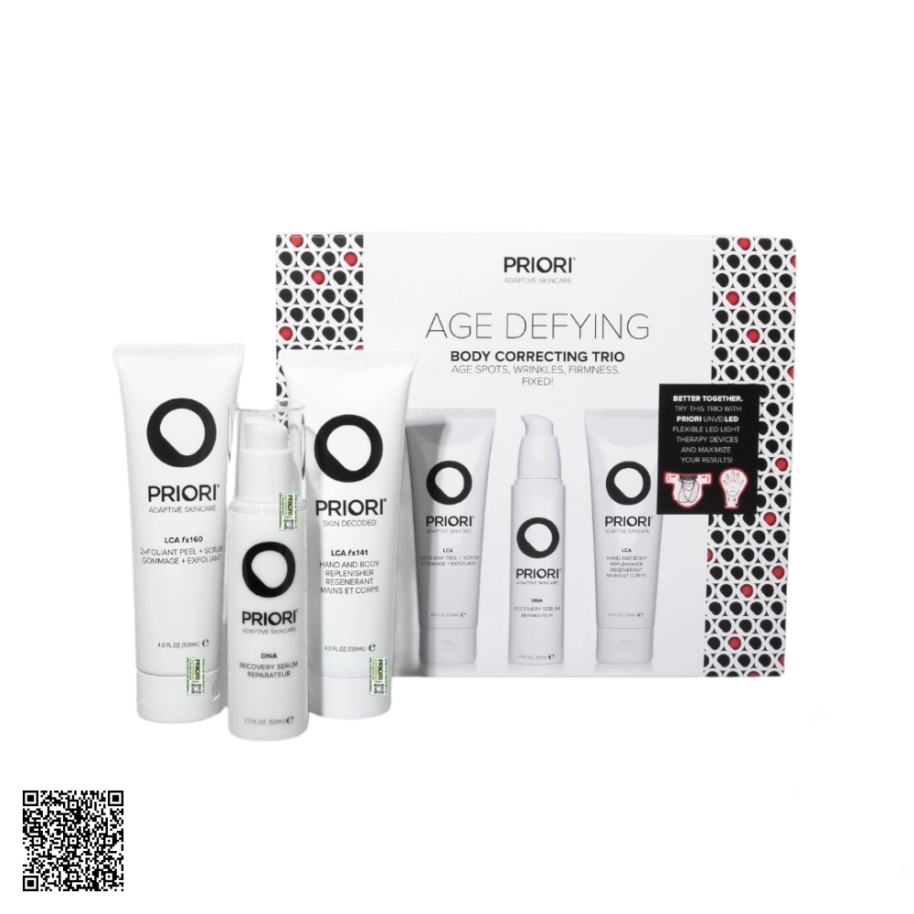 Bộ Hỗ Trợ Ngừa Lão Hóa, Dưỡng Ẩm Và Phục Hồi Da Body Priori Age Defying Kit Từ Mỹ 3 Món