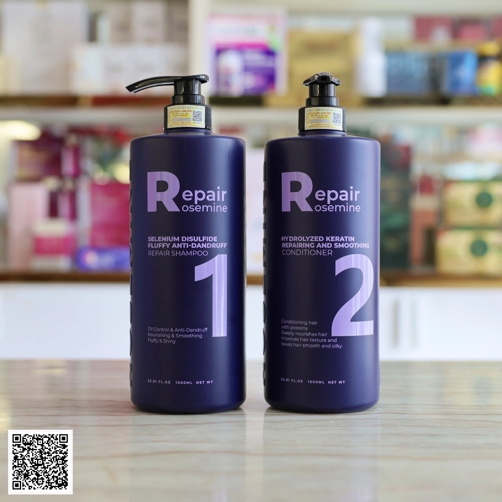 Bộ Gội Xả Rosemine Repair Phục Hồi, Làm Phồng, Ngăn Ngừa Tóc Gãy Rụng (1000ml + 1000ml)
