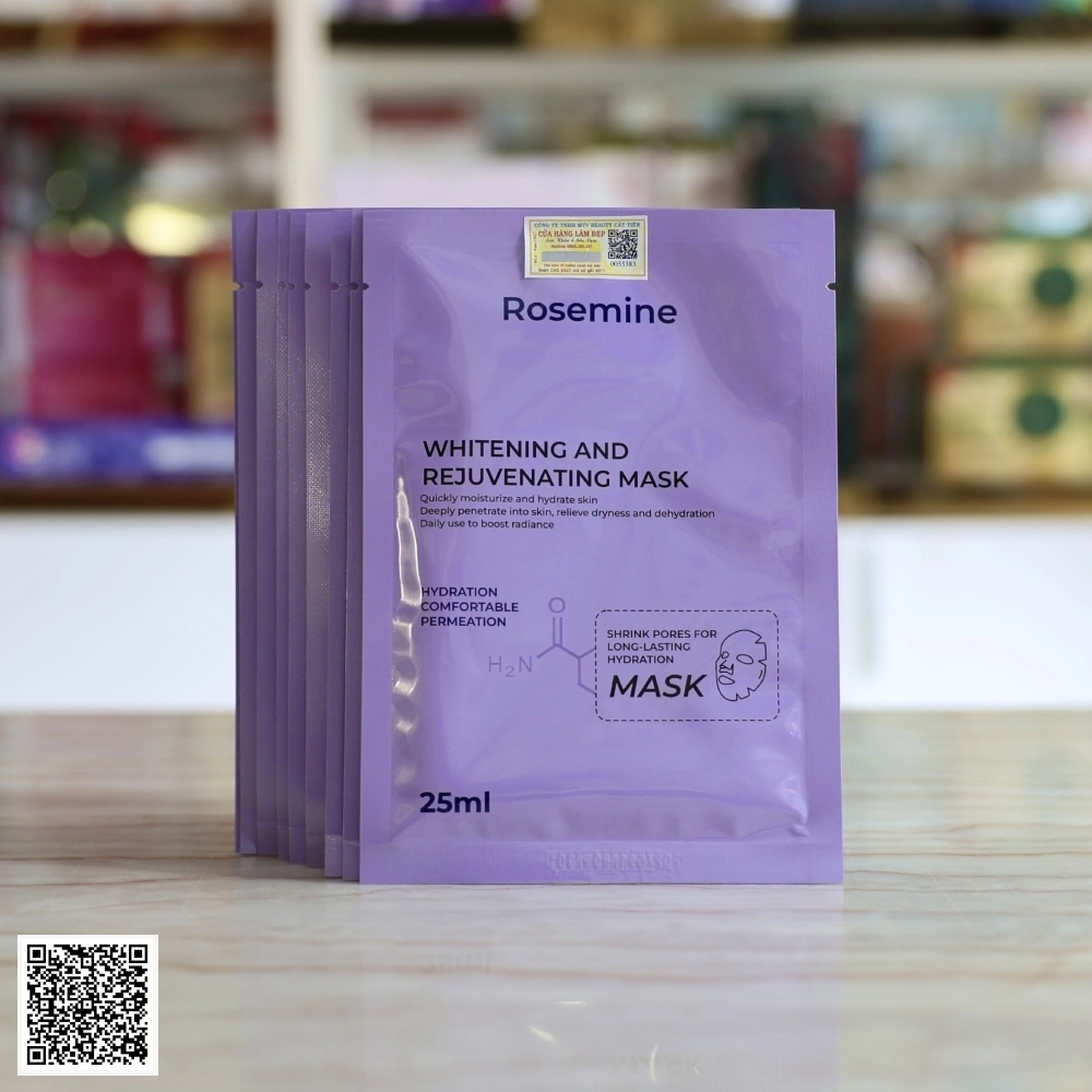 Mặt Nạ Dưỡng Trắng Da Rosemine Whitening and Rejuvenating Mask (10 Miếng x 25ml)
