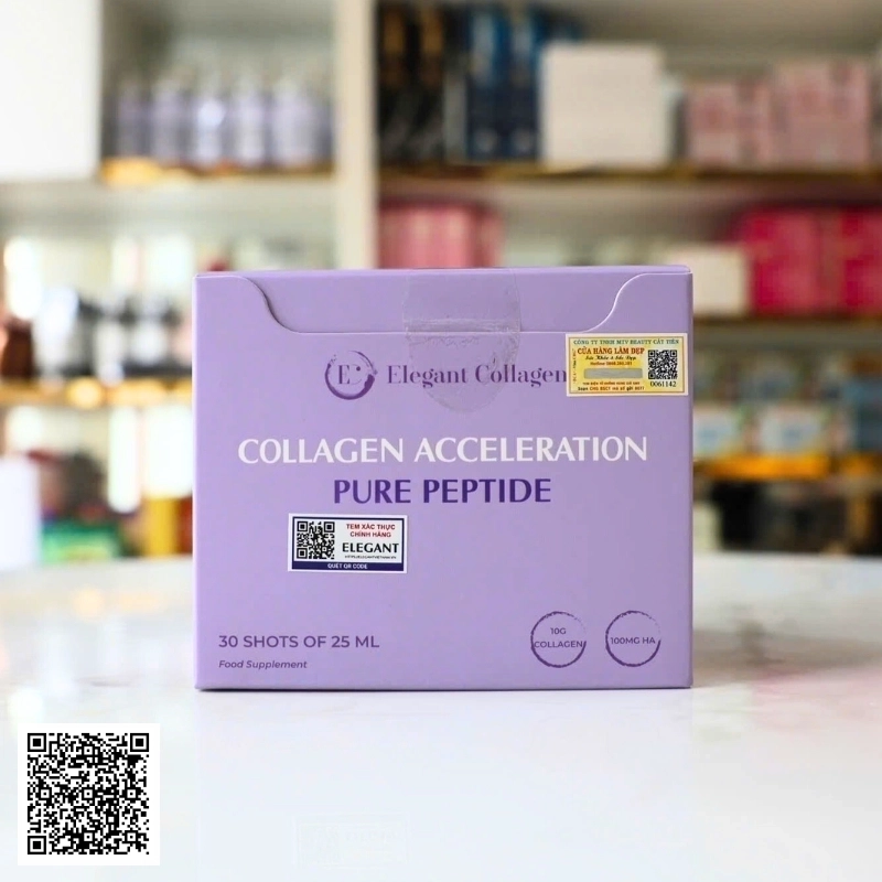 Nước uống Elegant Collagen Acceleration Pure Peptide Từ Thuỵ Điển Hộp 30 Ống
