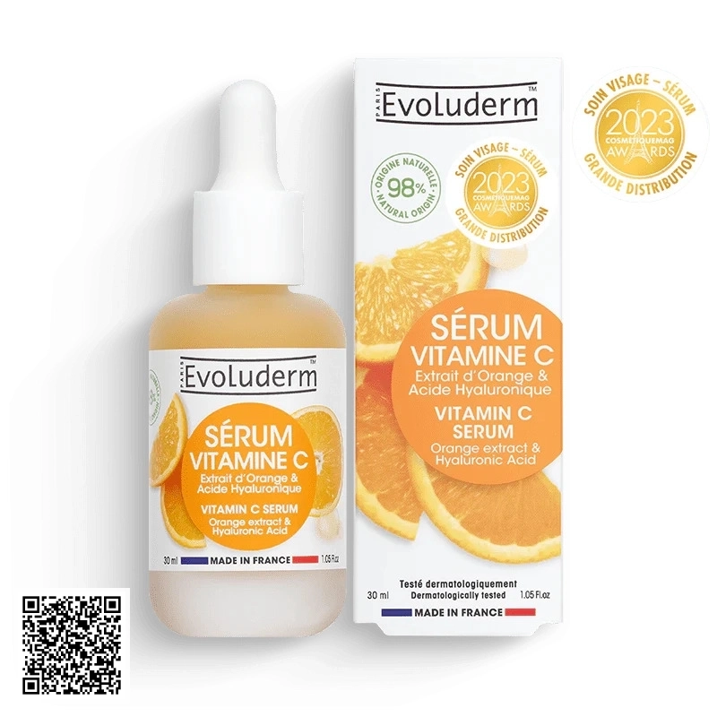 Tinh Chất Evoluderm Serum Vitamin C Dưỡng Trắng Sáng Da từ Pháp 30ml