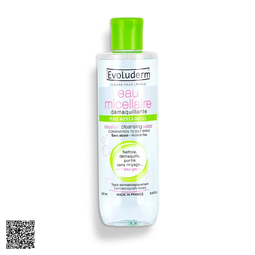 Nước Tẩy Trang Evoluderm Micellar Cleansing Water Cho Da Hỗn Hợp Và Dầu 250ml từ Pháp