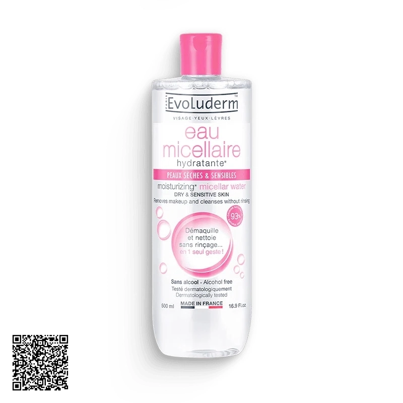 Nước Tẩy Trang Evoluderm Micellar Cleansing Water Cho Da Khô Và Nhạy Cảm 500ml từ Pháp