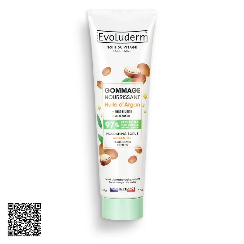 Tẩy Tế Bào Chết Evoluderm Dưỡng Da Mặt Tinh Dầu Argan 150g từ Pháp