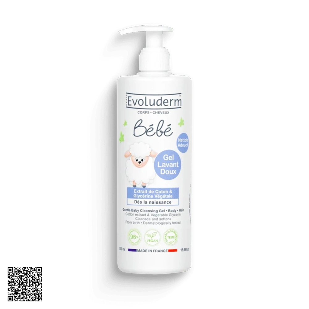 Sữa Tắm Gội Evoluderm Bebe Baby Gentle Hair Và Body Wash Dịu Nhẹ Cho Bé 500ml từ Pháp