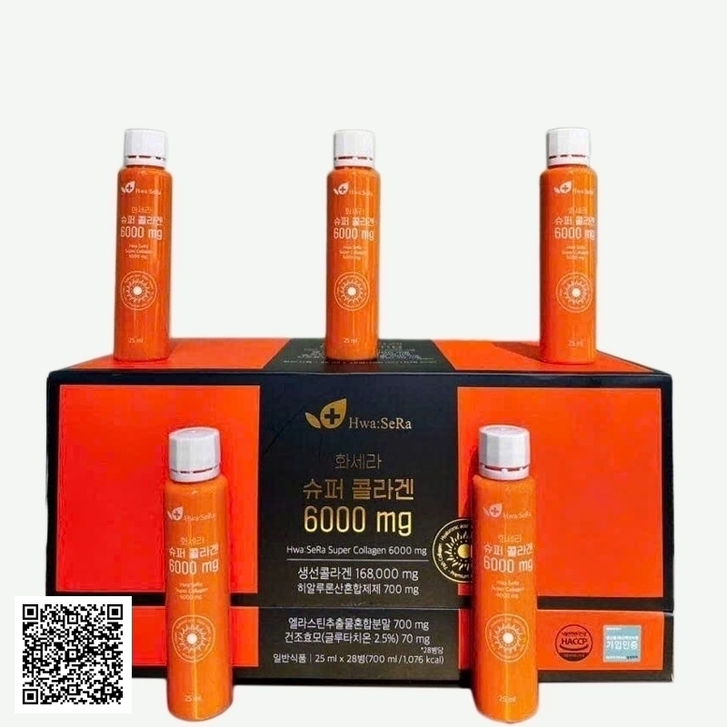 Hwa SeRa Super Collagen 6000mg Nước Uống Collagen Trắng Da Hàn Quốc Hộp 28 Chai * 25 ml