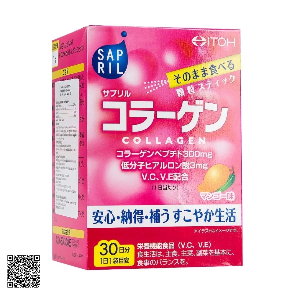 Itoh Kanpo Bột Uống Collagen Sáng Da Sapril hộp 30 gói từ Nhật Bản