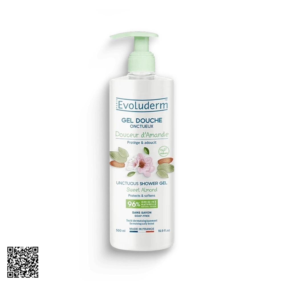Gel Tắm Evoluderm Hạnh Nhân 500ml từ Pháp