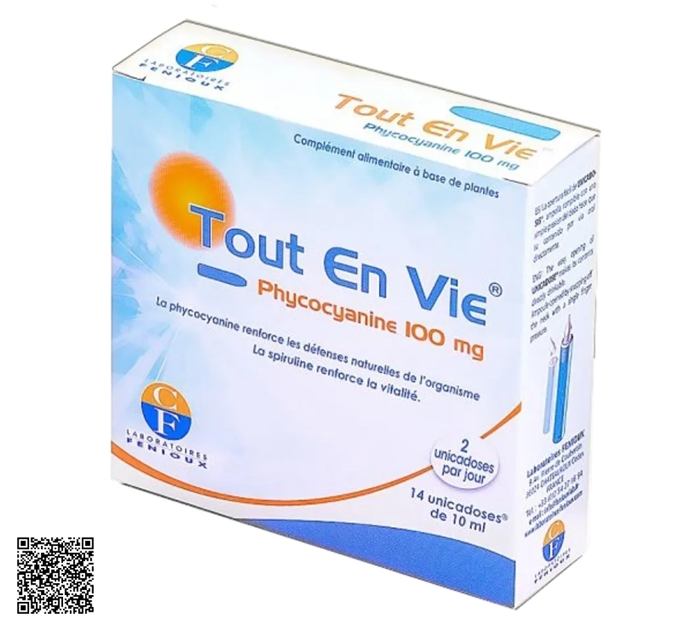 Tout En Vie Tảo Xoắn Tout En Vie Dạng Nước Tích Hợp Vitamin C 10ml x 14 ống từ Pháp