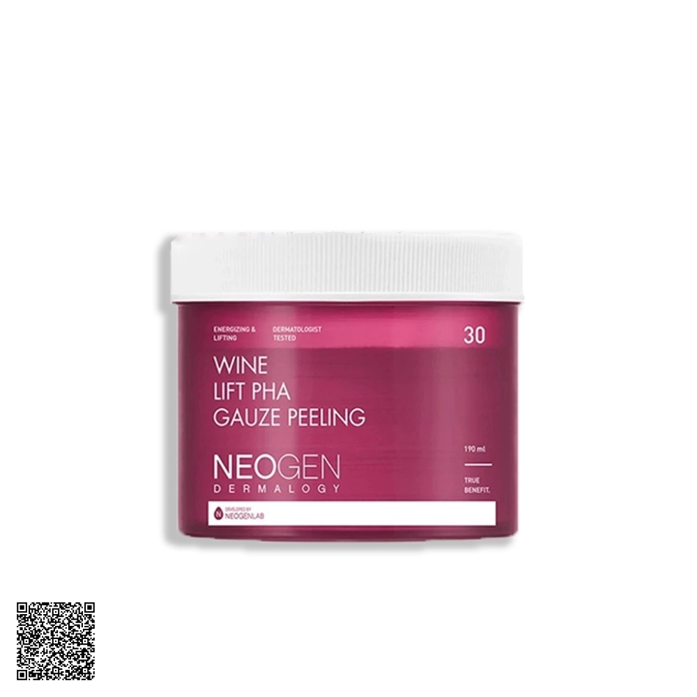 Toner Pad Neogen Dermalogy Wine Lift PHA Gauze Peeling Tẩy Tế Bào Chết Rượu Vang Nâng Cơ và Trẻ Hóa Da 30 miếng từ Hàn Quốc