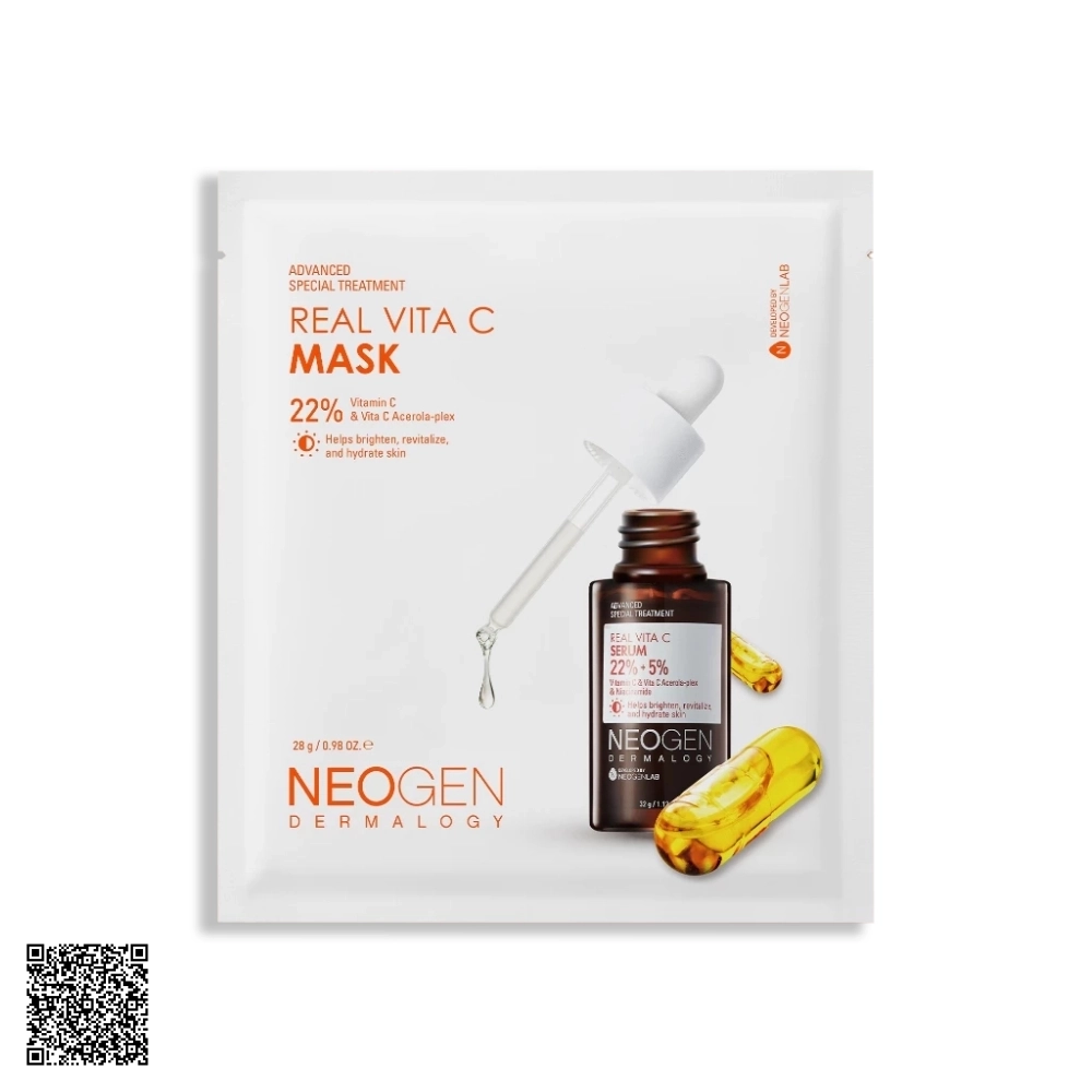 Mặt Nạ Neogen Dermalogy Real Vita C 22% Mask Serum x3 Dưỡng Trắng Mờ Thâm 10 miếng từ Hàn Quốc
