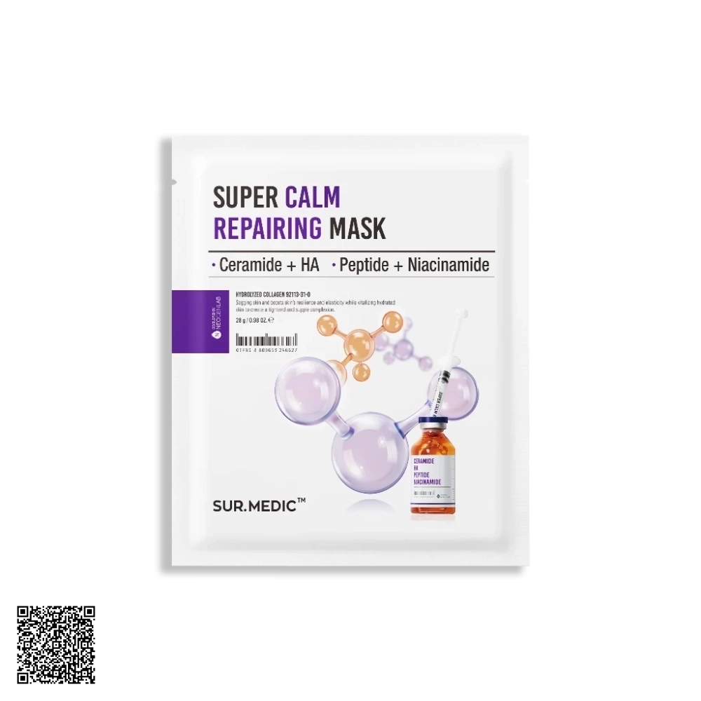 Mặt Nạ SUR.MEDIC Super Calm Repairing Mask Phục Hồi Và Làm Dịu Da 28g/miếng hộp 10 miếng từ Hàn Quốc