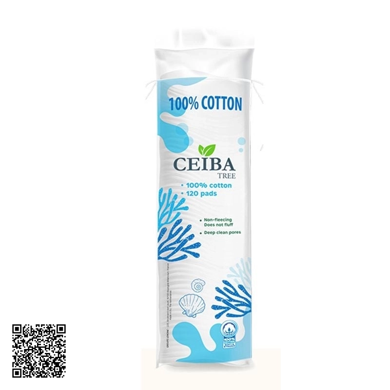 Bông Tẩy Trang Ceiba Tree 100% Cotton 120 Miếng Từ Pháp