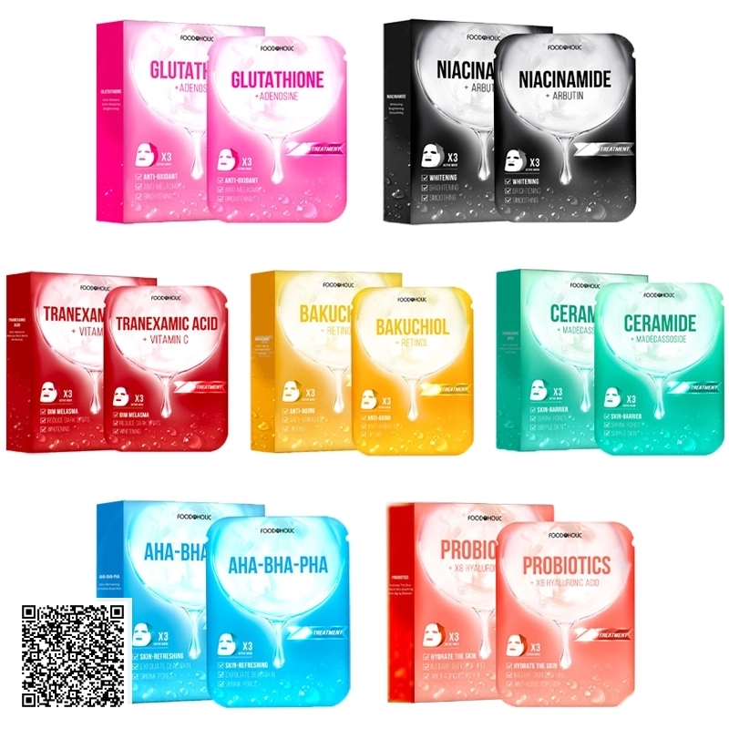 Mặt Nạ Foodaholic Treatment AHA-BHA-PHA/ T.X.A/ Bakuchiol/ Ceramide/ Niacinamide/ Probiotics/ Glutathione 23ml x 10 Miếng Từ Hàn Quốc