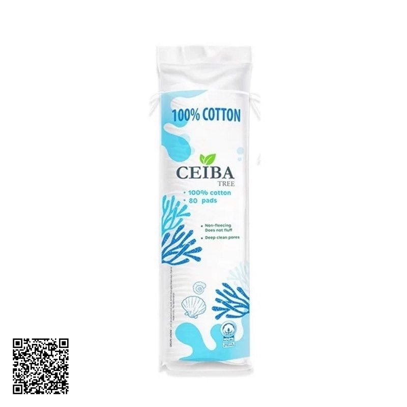 Bông Tẩy Trang Ceiba Tree 100% Cotton 80 Miếng Từ Pháp
