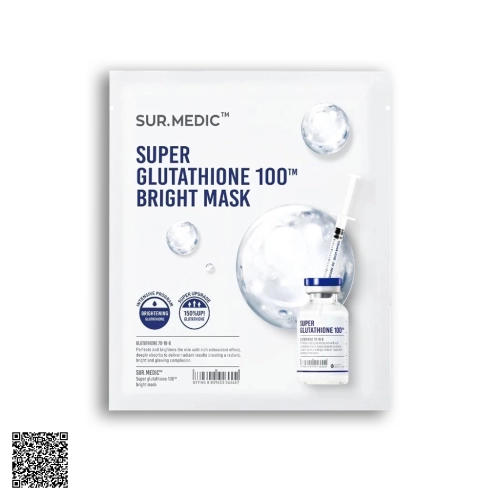 Mặt Nạ SUR.MEDIC+ Bright Glutathione Mask Hỗ Trợ Dưỡng Trắng Da 30g/miếng Hộp 10 Miếng Từ Hàn Quốc