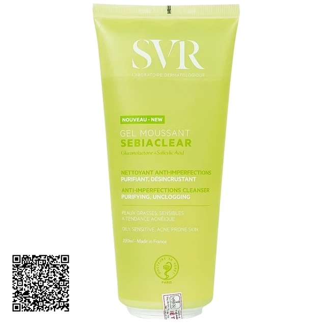 Sữa Rửa Mặt SVR Sebiaclear Gel Moussant Dạng Gel Cho Da Dầu Mụn Không Xà Phòng 200ml Từ Pháp