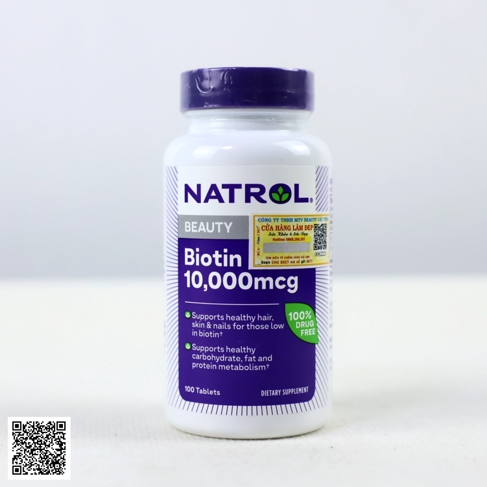 Viên Uống Natrol Biotin 10,000mcg Từ Mỹ Lọ 100 viên