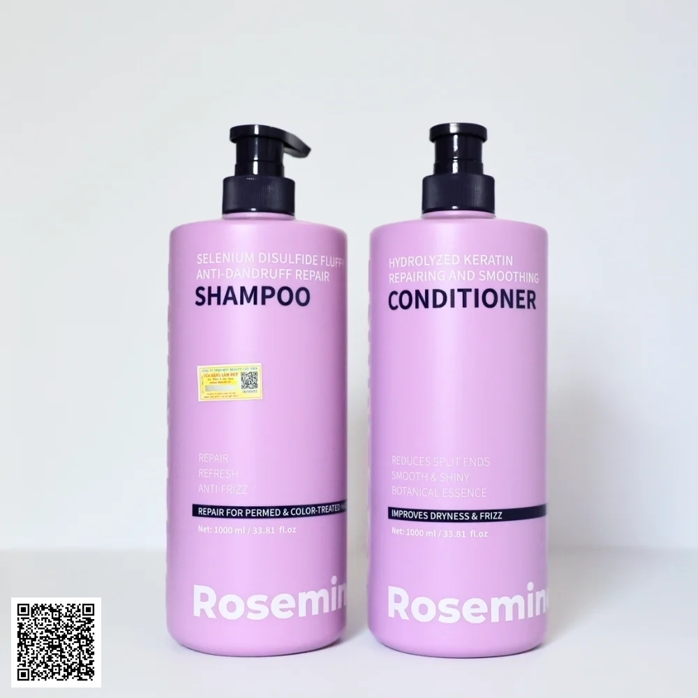 Cặp Dầu Gội Xả Rosemine Màu Tím Trị Gàu và Phục Hồi Tóc 1000ml Trung Quốc