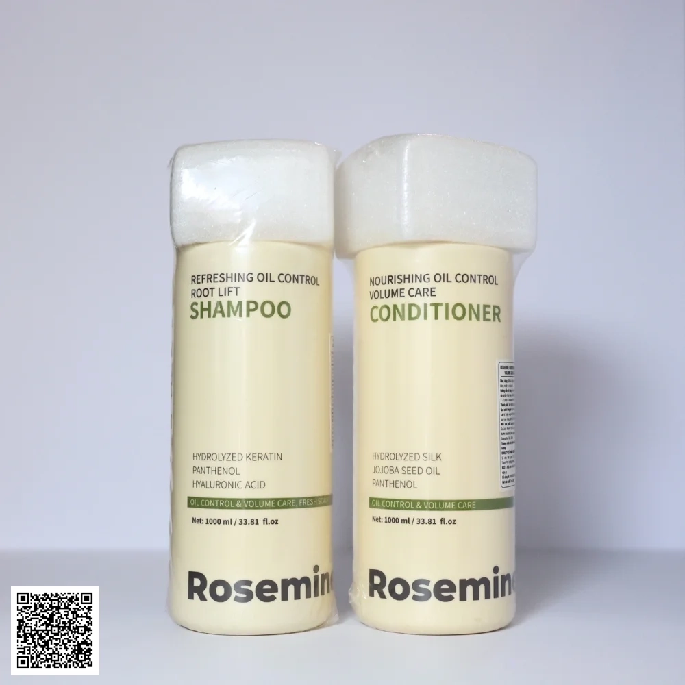 Cặp Dầu Gội Xả Rosemine Màu Xanh Kiểm Soát Dầu, Sạch Da Đầu 1000ml Trung Quốc