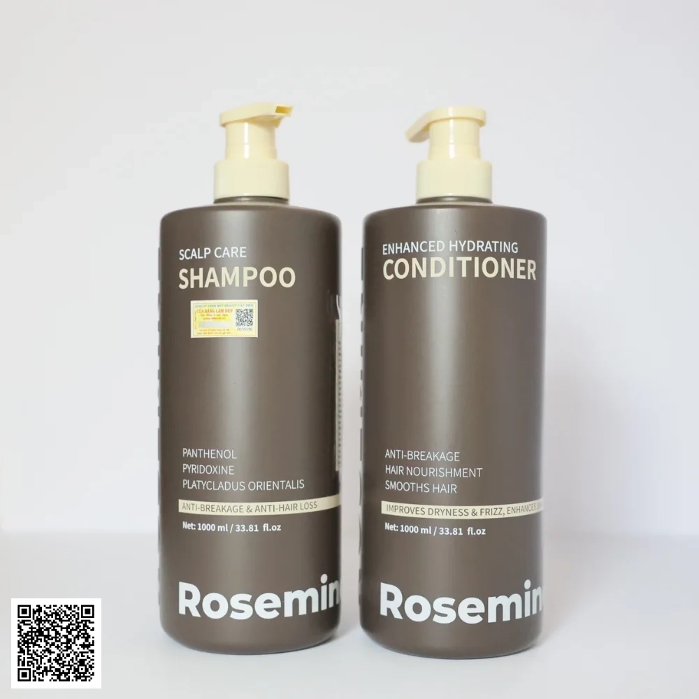 Cặp Dầu Gội Xả Rosemine Màu Nâu Trị Giảm Rụng, Mọc Tóc 1000ml Trung Quốc