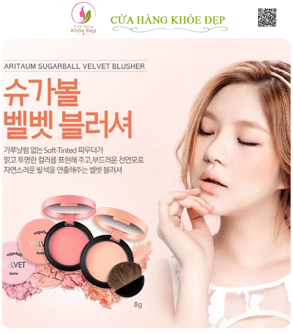 Phấn Má Hồng Aritaum 2 in 1 Sugar Ball Velvet Blusher