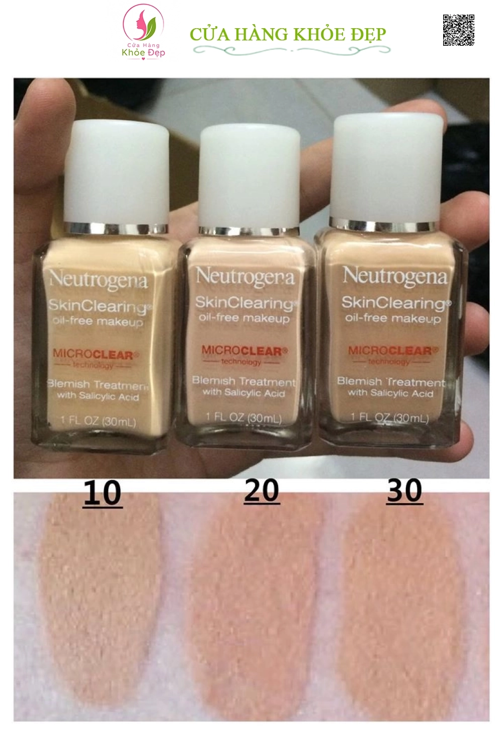 Kem Nền Trang Điểm Cho Da Mụn Neutrogena Skin Clearing Oil-Free Makeup