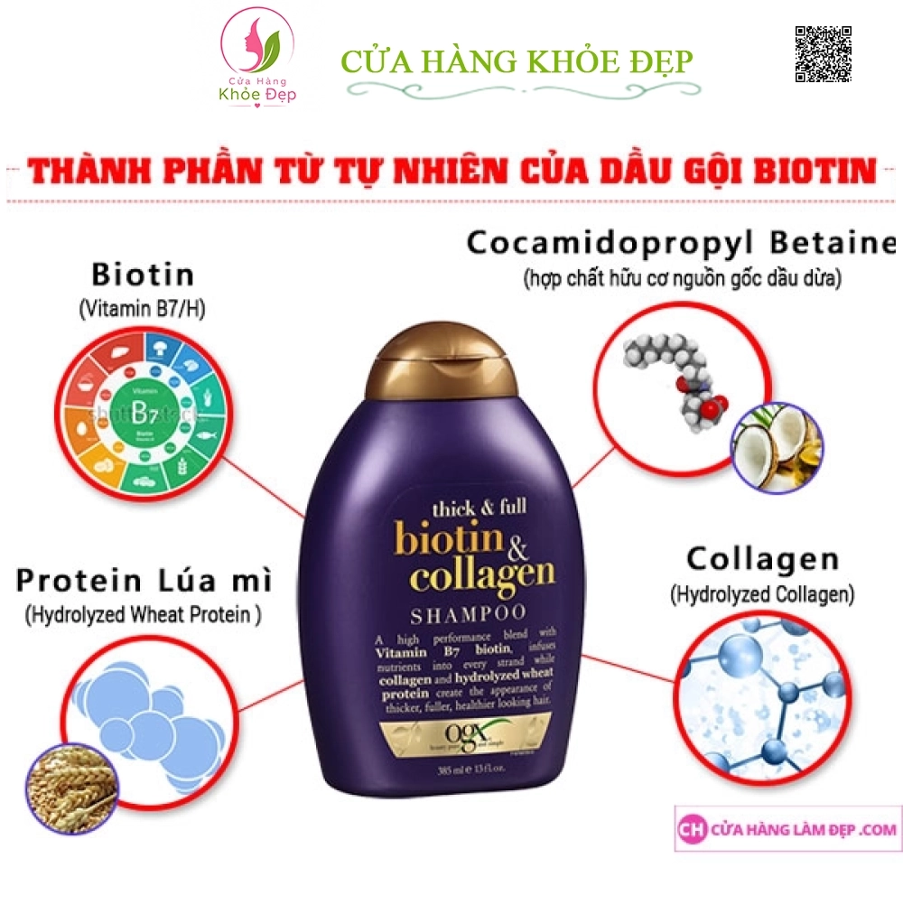 Dầu Gội Xã Làm Dày Tóc Biotin & Collagen -Shampoo Biotin & Collagen